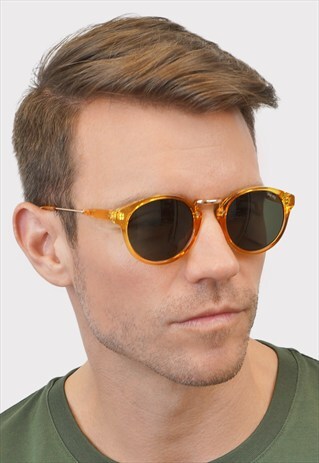 FULTON YELLOW G15 LENS ROUND MENS WOMENS SUNGLASSES