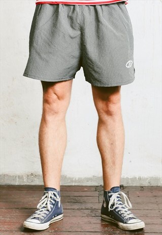 VINTAGE CHECK PRINT SPORTS SHORTS