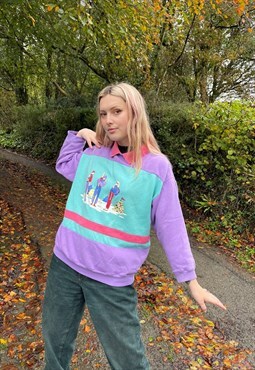 Vintage 80s Colourful SKI Christmas Jumper Sweatshirt
