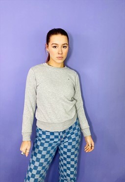 Vintage 90s Tommy Hilfiger Flag Embroidered Grey Sweatshirt