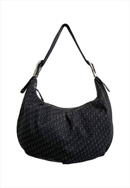 Christian Dior Shoulder Bag Monogram Hobo Gaucho Black y2k