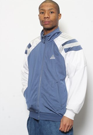 VINTAGE ADIDAS LOGO TRACK TOP JACKET BLUE