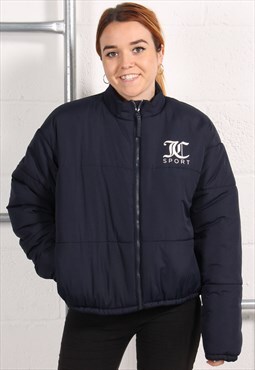 Vintage Juicy Couture Puffer Jacket in Navy Padded Coat XL