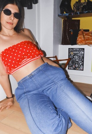 VINTAGE DENIM JEANS LIGHT DENIM ELASTICATED WAIST 80'S 90'S
