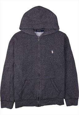 Vintage 90's Polo Ralph Lauren Hoodie Full Zip Up Grey Large