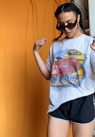 VINTAGE NASCAR Y2K SWAROVSKI REWORKED GRAPHIC PRINT T-SHIRT
