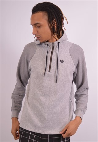 VINTAGE ADIDAS HOODIE JUMPER GREY