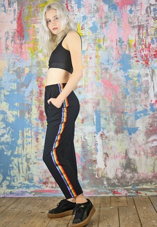 CROP TROUSERS & VEST TOP CO-ORDINATES WITH RAINBOW TRIM