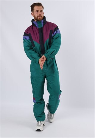 VINTAGE 90'S SERGIO TACCHINI FULL SKI SUIT UK M 40" (6BV)