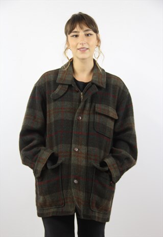VINTAGE 90S CHECK FLANNEL HEAVY JACKET