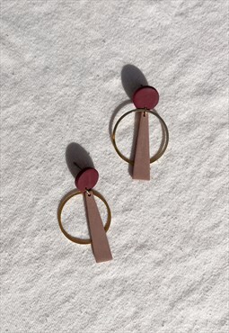 Handmade Brown Geometric Earrings Modern Hypoallergenic