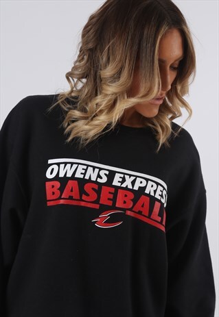 SWEATSHIRT JUMPER OVERSIZED BASEBALL LOGO UK 16 - 18 (O4P)