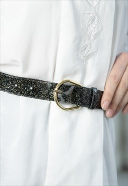 Vintage 80's Black Glitter Belt