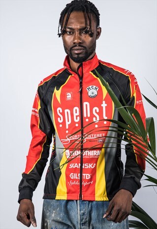 VINTAGE 1980S SPORTS T-SHIRT IN RED, BLACK AND YELLOW