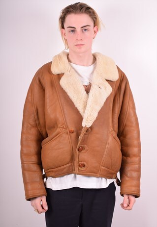 MENS VINTAGE SHERPA JACKET XL BROWN 90S
