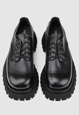 Round toe Derby shoes platform edgy Goth brogues in black