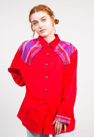 VINTAGE 90'S RED WESTERN STYLE SHIRT