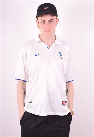 NIKE MENS VINTAGE POLO SHIRT MEDIUM WHITE 90'S