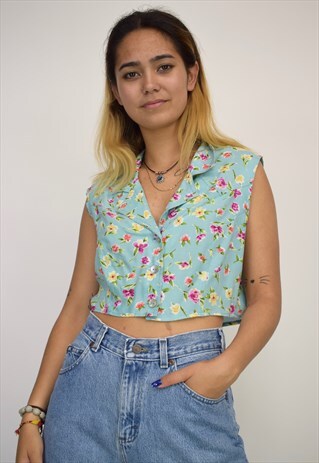 VINTAGE 90'S FLORAL BUTTON UP BLOUSE