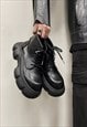 TRACTOR SOLE BOOTS PLATFORM ANKLE SHOES FAUX LEATHER TRAINER