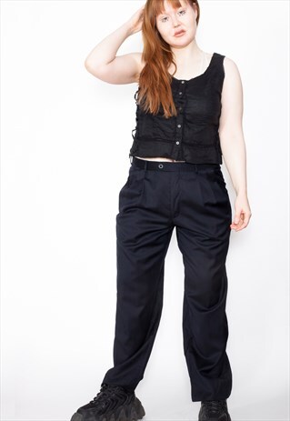 VINTAGE 80S BLACK WORK TROUSERS ID:7698