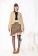 VINTAGE BLAZER Y2K BUTTONED FITTED JACKET IN BEIGE