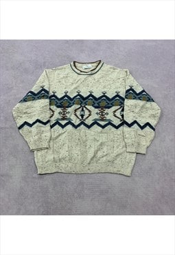 Vintage abstract knitted jumper Men's L