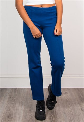 90'S VINTAGE ADIDAS BLUE STRETCH TRACKSUIT TROUSERS BOTTOMS