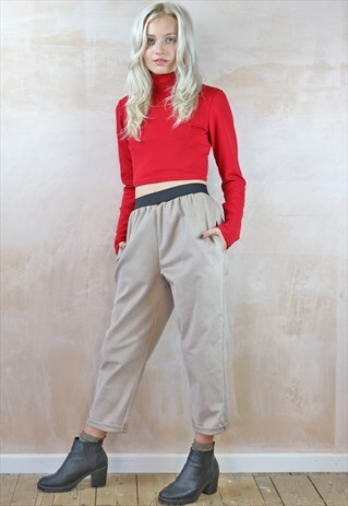 BEIGE BABY CORDUROY CROP TROUSERS