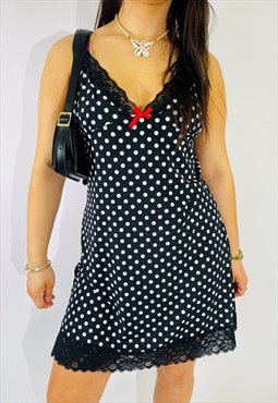 Vintage Size S Polka Dot Mini Slip Dress in Multi
