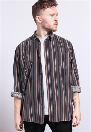 VINTAGE CORDUROY CORD STRIPED SHIRT