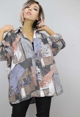 VINTAGE 80S/90S OVERSIZED PATTERNED SHIRT