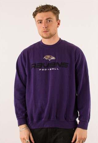 VINTAGE PURPLE NFL BALTIMORE RAVENS CREWNECK SWEATSHIRT L