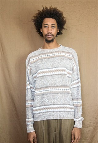 90S CLASSIC MINIMALIST TEXTURED STRIPE JUMPER XL