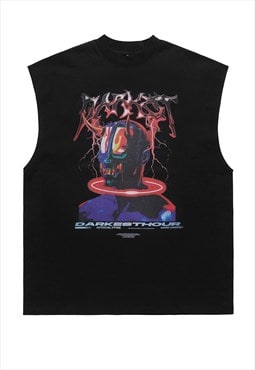 Cyber punk sleeveless t-shirt devil tank top surfer vest 