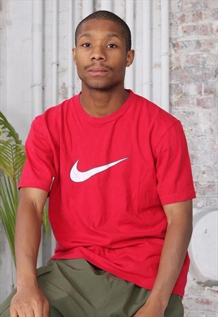 VINTAGE NIKE BIG LOGO SWOOSH T-SHIRT RED