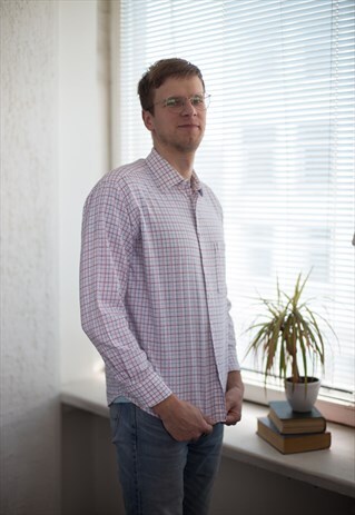 VINTAGE 90'S CHECKED SHIRT IN WHITE