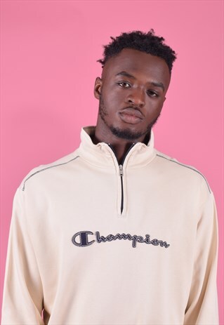 VINTAGE CHAMPION CREAM 1/4 ZIP SWEATSHIRT