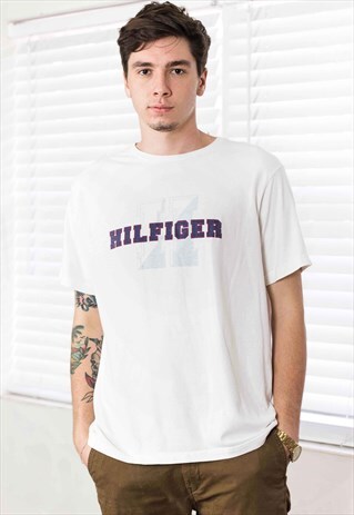 VINTAGE TOMMY HILFIGER T-SHIRT LOGO 90S M 7.3