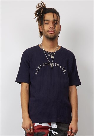 VINTAGE 90'S LEVI'S NAVY KNIT T-SHIRT