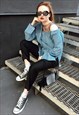 DENIM SHIRT WITH MESH INSERT