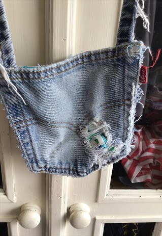 VINTAGE LEVI REWORK DENIM DISTRESSED OVERBODY BAG