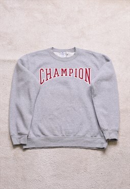 Champion Grey Embroidered Spell Out Sweater