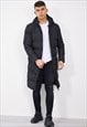 JUSTYOUROUTFIT BLACK LONGLINE HOODED PUFFER COAT