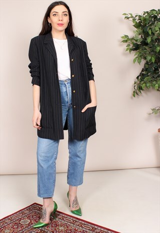 VINTAGE 80S PIN STRIPE BLAZER JACKET