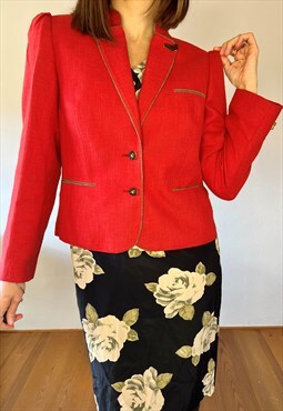 1970's vintage red and tan trachten jacket