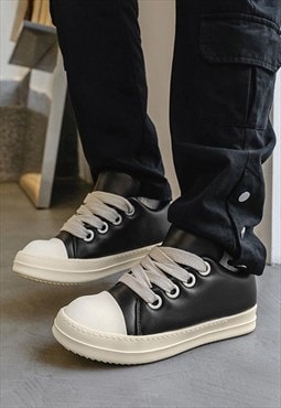 Faux leather canvas shoes platform sneakers chunky trainers