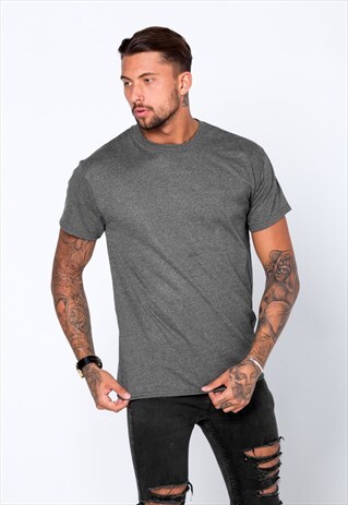 ESSENTIAL BLANK T-SHIRT - HEATHER CHARCOAL FLECK