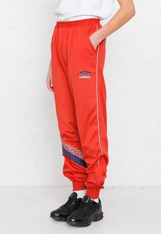 VINTAGE RETRO RED UMBRO TRACK BOTTOMS JOGGERS