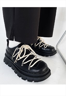 Lace up shoes fancy speed hooks boots in black